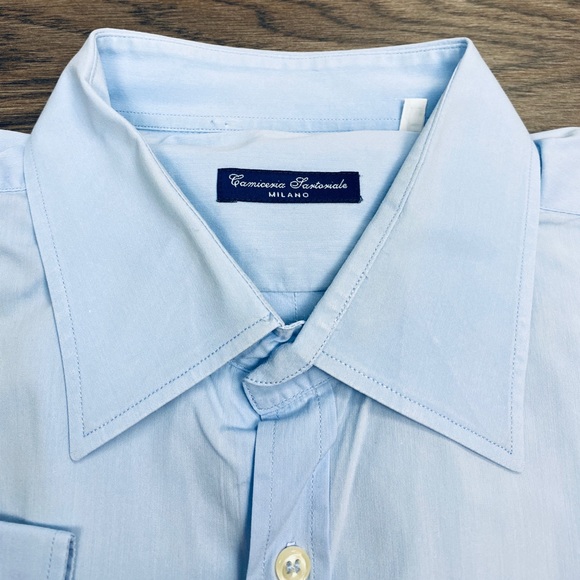 Camiceria Sartoriale Solid Blue Dress Shirt 16.5 - Picture 2 of 6